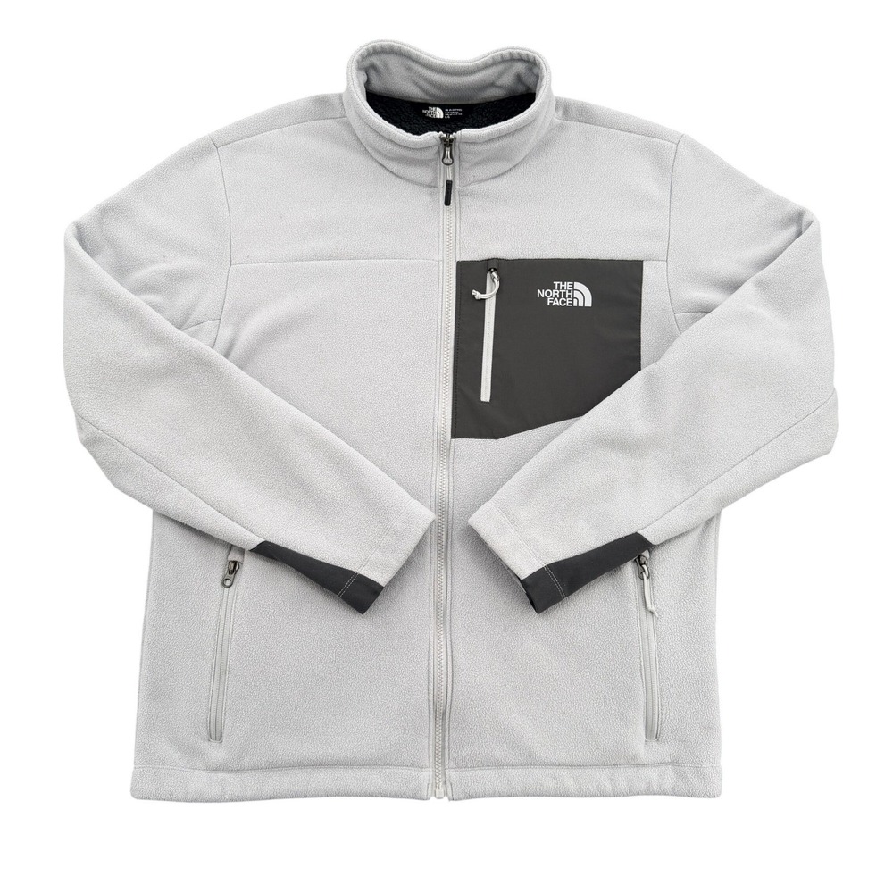 The North Face Full Zip Sherpa Lined Fleece Jacket Grey Black Mens Large Casual
